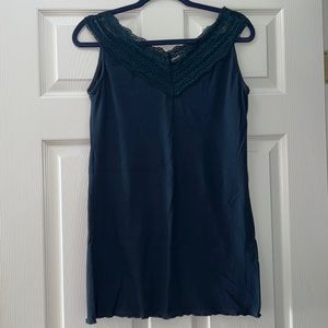 Navy Lace Detail Tank by Easel, Size L